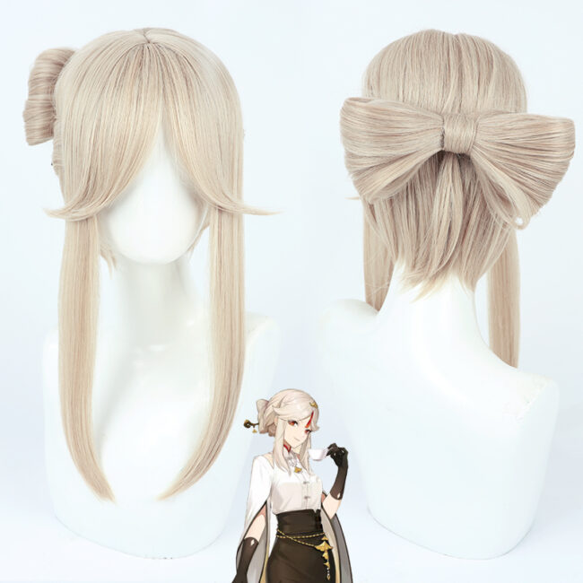 Cosplay Wig Genshin impact Ningguang Character Wig Halloween props Suitable for role-playing Heat Resistant Stylable Multiple Bright Colors Gift for Comic Exhibition Enthusiasts Holiday