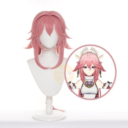 Cosplay Wig Genshin impact Yae Miko Character Wig Halloween props Suitable for role-playing Heat Resistant Stylable Multiple Bright Colors Gift for Comic Exhibition Enthusiasts Holiday