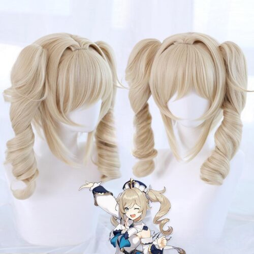 Cosplay Wig Genshin impact Barbara Character Wig Halloween props Suitable for role-playing Heat Resistant Stylable Multiple Bright Colors Gift for Comic Exhibition Enthusiasts Holiday