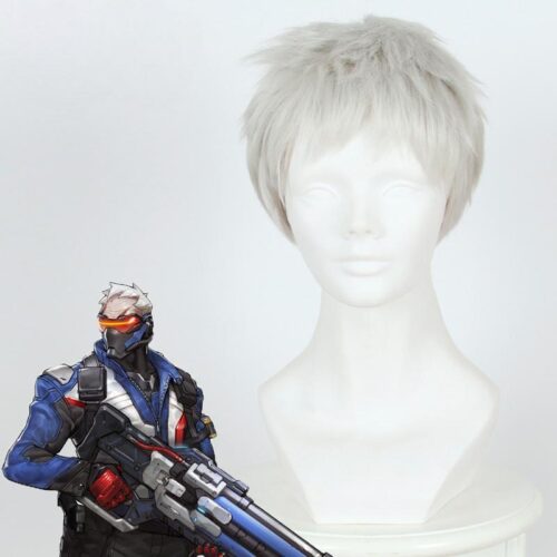 Cosplay Wig Compatible with Overwatch SOLDIER:76 Character Wig Halloween props Suitable for role-playing Heat Resistant Stylable Multiple Bright Colors Gift for Comic Exhibition Enthusiasts Holiday