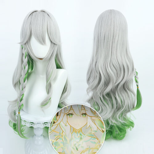 Cosplay Wig Genshin impact Rukkhadevata Character Wig Halloween props Suitable for role-playing Heat Resistant Stylable Multiple Bright Colors Gift for Comic Exhibition Enthusiasts Holiday