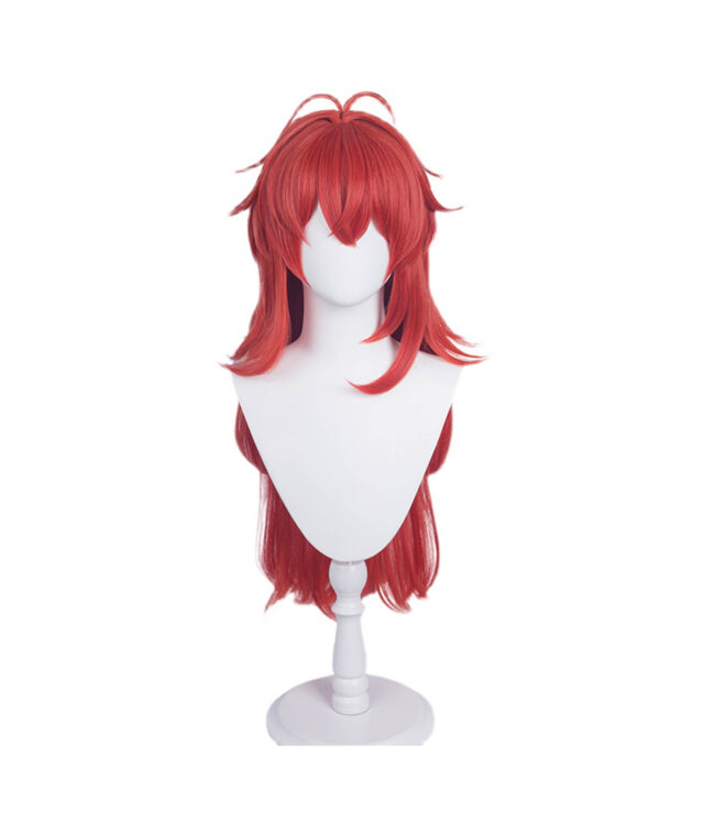 Cosplay Wig Genshin impact Diluc Ragnvindr Character Wig Halloween props Suitable for role-playing Heat Resistant Stylable Multiple Bright Colors Gift for Comic Exhibition Enthusiasts Holiday - Image 3