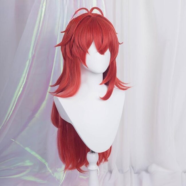 Cosplay Wig Genshin impact Diluc Ragnvindr Character Wig Halloween props Suitable for role-playing Heat Resistant Stylable Multiple Bright Colors Gift for Comic Exhibition Enthusiasts Holiday - Image 4