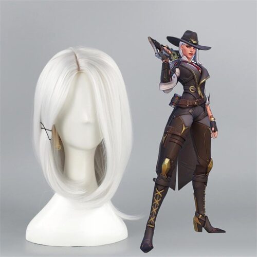 Cosplay Wig Compatible with Overwatch Ashe Character Wig Halloween props Suitable for role-playing Heat Resistant Stylable Multiple Bright Colors Gift for Comic Exhibition Enthusiasts Holiday
