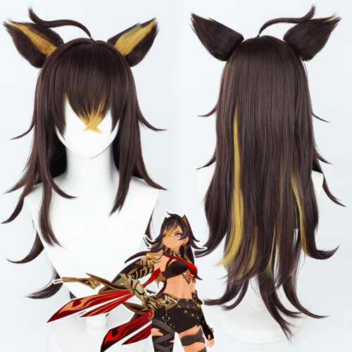 Cosplay Wig Genshin impact Dehya Character Wig Halloween props Suitable for role-playing Heat Resistant Stylable Multiple Bright Colors Gift for Comic Exhibition Enthusiasts Holiday