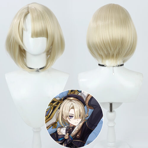 Cosplay Wig Genshin impact Freminet Character Wig Halloween props Suitable for role-playing Heat Resistant Stylable Multiple Bright Colors Gift for Comic Exhibition Enthusiasts Holiday