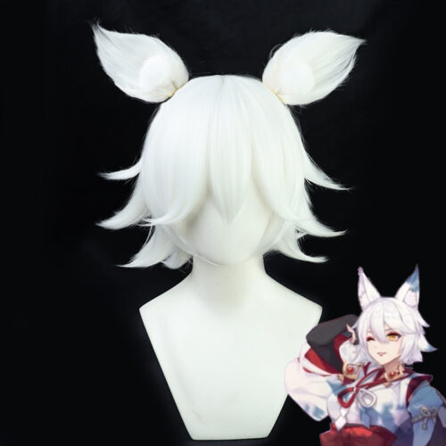 Cosplay Wig Genshin impact Kitsune Saiguu Character Wig Halloween props Suitable for role-playing Heat Resistant Stylable Multiple Bright Colors Gift for Comic Exhibition Enthusiasts Holiday