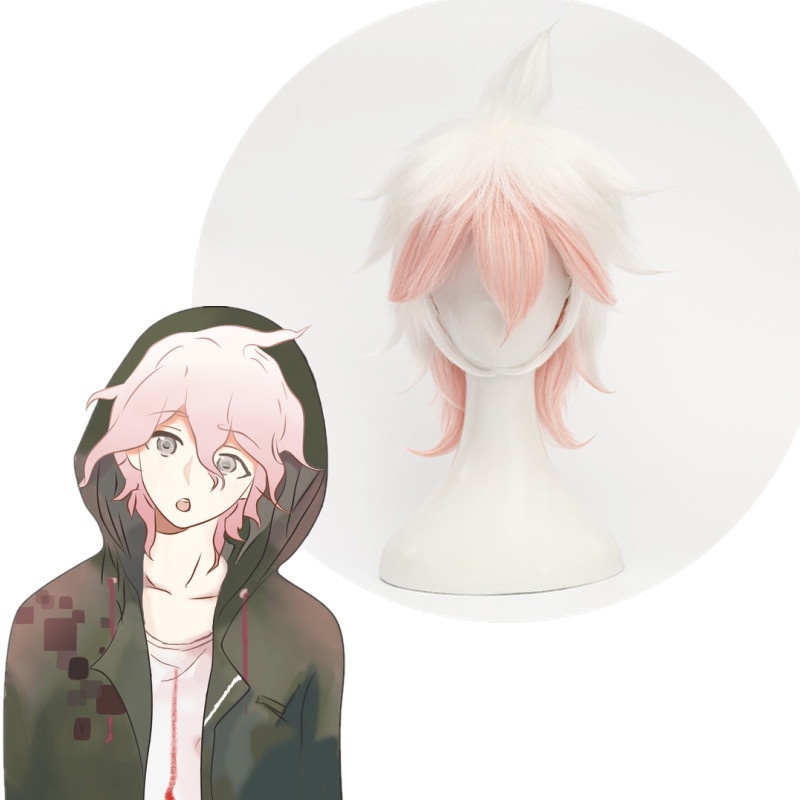 Cosplay Wig Compatible with Danganronpa Nagito Komaeda Character Wig Halloween props Suitable for role-playing Heat Resistant Stylable Multiple Bright Colors Gift for Comic Exhibition Enthusiasts Holiday