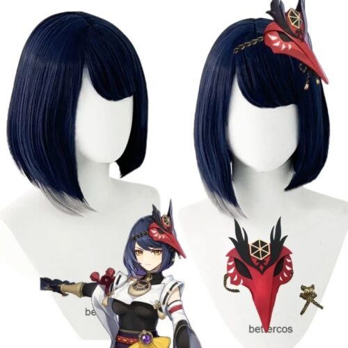 Cosplay Wig Genshin impact Kujou Sara Character Wig Halloween props Suitable for role-playing Heat Resistant Stylable Multiple Bright Colors Gift for Comic Exhibition Enthusiasts Holiday