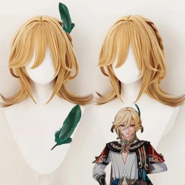 Cosplay Wig Genshin impact Kaveh Character Wig Halloween props Suitable for role-playing Heat Resistant Stylable Multiple Bright Colors Gift for Comic Exhibition Enthusiasts Holiday