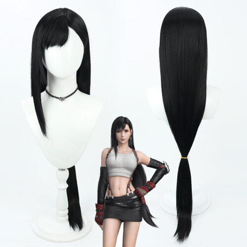 Cosplay Wig Final Fantasy Tifa Lockhart Character Wig Halloween props Suitable for role-playing Heat Resistant Stylable Multiple Bright Colors Gift for Comic Exhibition Enthusiasts Holiday