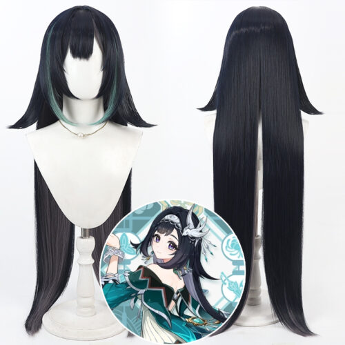 Cosplay Wig Genshin impact Lan Yan Character Wig Halloween props Suitable for role-playing Heat Resistant Stylable Multiple Bright Colors Gift for Comic Exhibition Enthusiasts Holiday