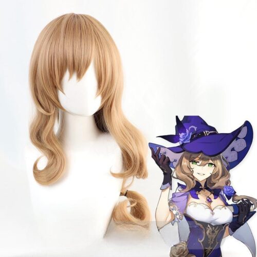Cosplay Wig Genshin impact Lisa Minci Character Wig Halloween props Suitable for role-playing Heat Resistant Stylable Multiple Bright Colors Gift for Comic Exhibition Enthusiasts Holiday