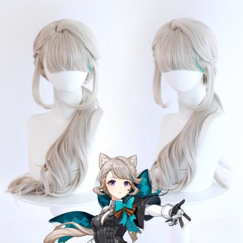 Cosplay Wig Genshin impact Lynette Character Wig Halloween props Suitable for role-playing Heat Resistant Stylable Multiple Bright Colors Gift for Comic Exhibition Enthusiasts Holiday