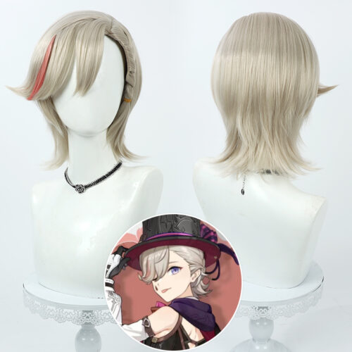 Cosplay Wig Genshin impact Lynette Character Wig Halloween props Suitable for role-playing Heat Resistant Stylable Multiple Bright Colors Gift for Comic Exhibition Enthusiasts Holiday