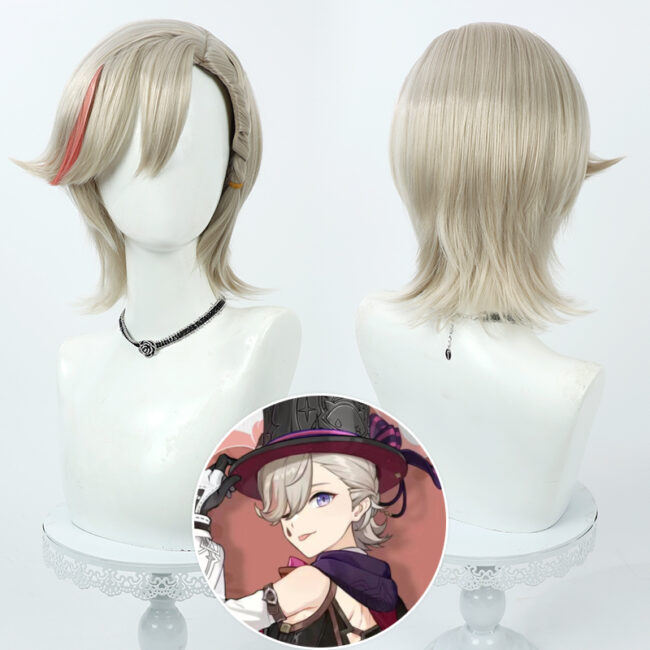 Cosplay Wig Genshin impact Lynette Character Wig Halloween props Suitable for role-playing Heat Resistant Stylable Multiple Bright Colors Gift for Comic Exhibition Enthusiasts Holiday