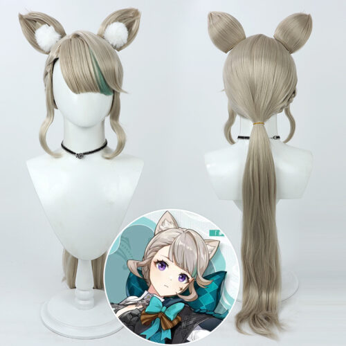 Cosplay Wig Genshin impact Lynette Character Wig Halloween props Suitable for role-playing Heat Resistant Stylable Multiple Bright Colors Gift for Comic Exhibition Enthusiasts Holiday