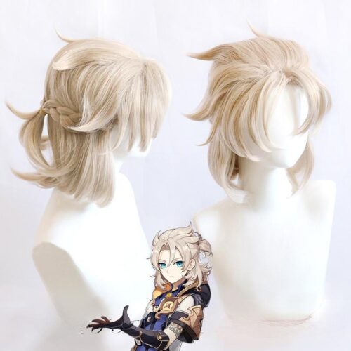 Cosplay Wig Genshin impact Albedo Character Wig Halloween props Suitable for role-playing Heat Resistant Stylable Multiple Bright Colors Gift for Comic Exhibition Enthusiasts Holiday