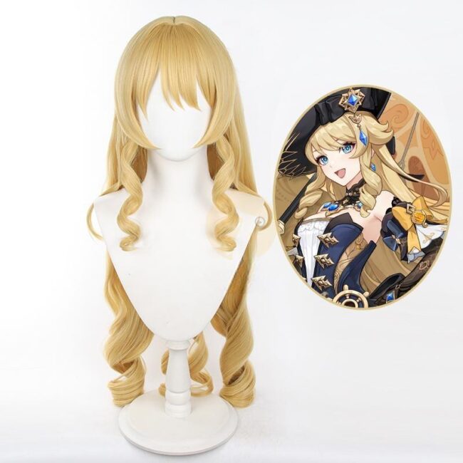 Cosplay Wig Genshin impact Navia Caspar Character Wig Halloween props Suitable for role-playing Heat Resistant Stylable Multiple Bright Colors Gift for Comic Exhibition Enthusiasts Holiday