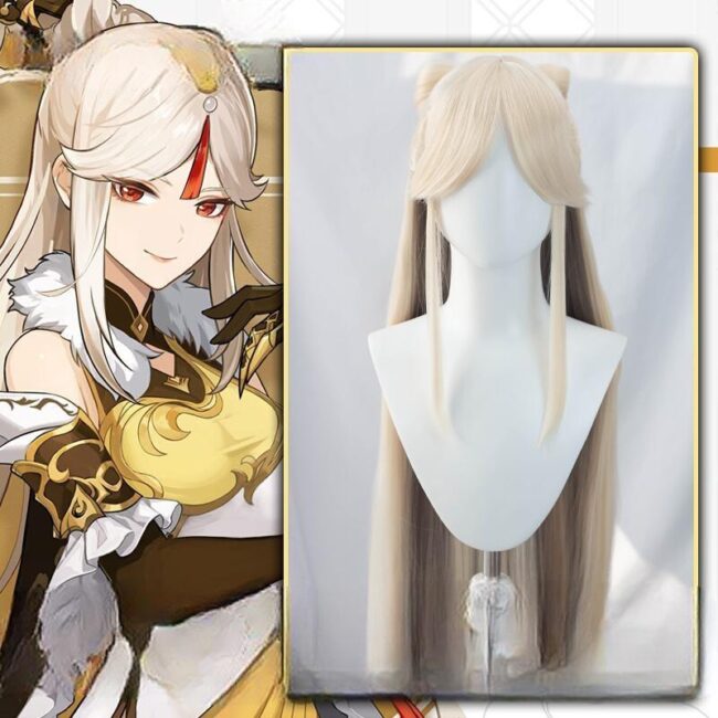 Cosplay Wig Genshin impact Ningguang Character Wig Halloween props Suitable for role-playing Heat Resistant Stylable Multiple Bright Colors Gift for Comic Exhibition Enthusiasts Holiday