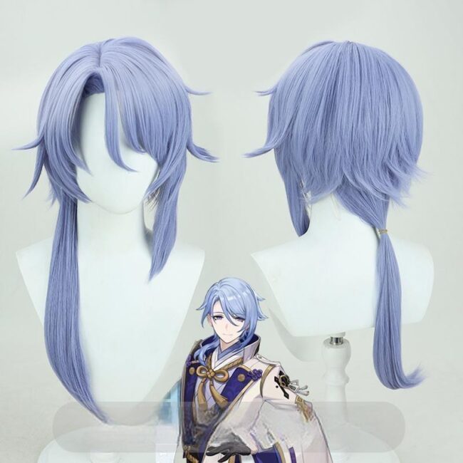Cosplay Wig Genshin impact Kamisato Ayaka Character Wig Halloween props Suitable for role-playing Heat Resistant Stylable Multiple Bright Colors Gift for Comic Exhibition Enthusiasts Holiday