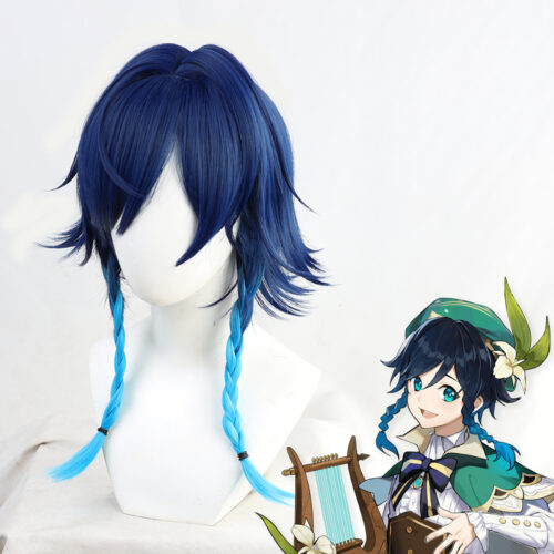 Cosplay Wig Genshin impact Venti Character Wig Halloween props Suitable for role-playing Heat Resistant Stylable Multiple Bright Colors Gift for Comic Exhibition Enthusiasts Holiday