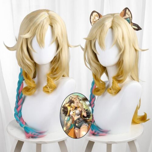 Cosplay Wig Genshin impact Xilonen Character Wig Halloween props Suitable for role-playing Heat Resistant Stylable Multiple Bright Colors Gift for Comic Exhibition Enthusiasts Holiday