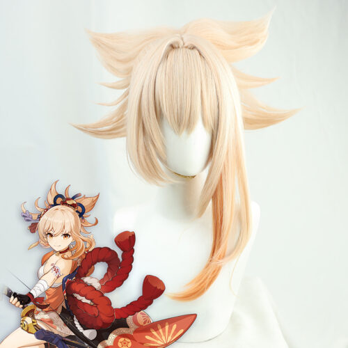 Cosplay Wig Genshin impact Yoimiya Character Wig Halloween props Suitable for role-playing Heat Resistant Stylable Multiple Bright Colors Gift for Comic Exhibition Enthusiasts Holiday