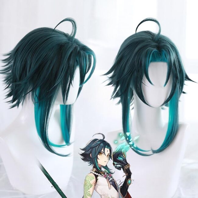 Cosplay Wig Genshin impact Xiao Character Wig Halloween props Suitable for role-playing Heat Resistant Stylable Multiple Bright Colors Gift for Comic Exhibition Enthusiasts Holiday