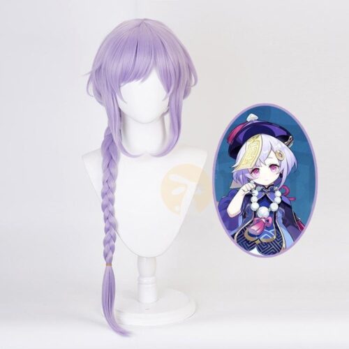 Cosplay Wig Genshin impact Qiqi Character Wig Halloween props Suitable for role-playing Heat Resistant Stylable Multiple Bright Colors Gift for Comic Exhibition Enthusiasts Holiday