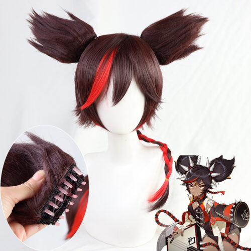 Cosplay Wig Genshin impact Xinyan Character Wig Halloween props Suitable for role-playing Heat Resistant Stylable Multiple Bright Colors Gift for Comic Exhibition Enthusiasts Holiday