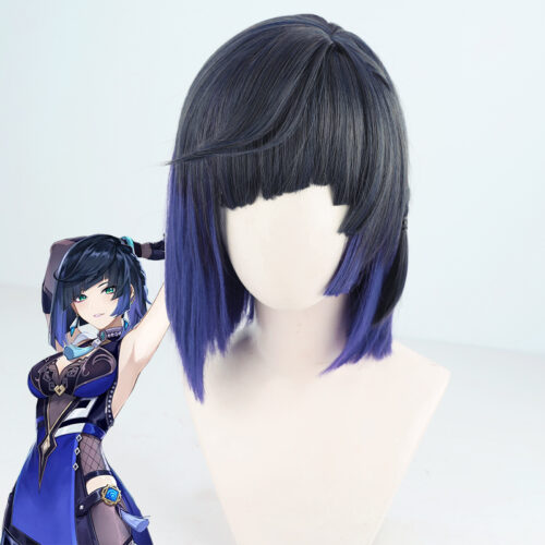 Cosplay Wig Genshin impact Yelan Character Wig Halloween props Suitable for role-playing Heat Resistant Stylable Multiple Bright Colors Gift for Comic Exhibition Enthusiasts Holiday