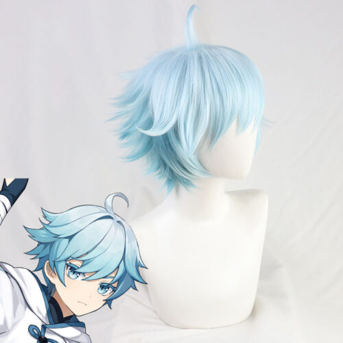 Cosplay Wig Genshin impact Chongyun Character Wig Halloween props Suitable for role-playing Heat Resistant Stylable Multiple Bright Colors Gift for Comic Exhibition Enthusiasts Holiday
