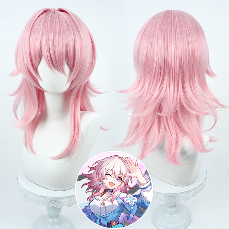 Cosplay Wig Honkai: Star Rail March 7th Character Wig Halloween props Suitable for role-playing Heat Resistant Stylable Multiple Bright Colors Gift for Comic Exhibition Enthusiasts Holiday