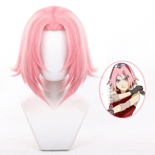 Cosplay Wig Compatible with NARUTO Haruno Sakura Character Wig Halloween props Suitable for role-playing Heat Resistant Stylable Multiple Bright Colors Gift for Comic Exhibition Enthusiasts Holiday