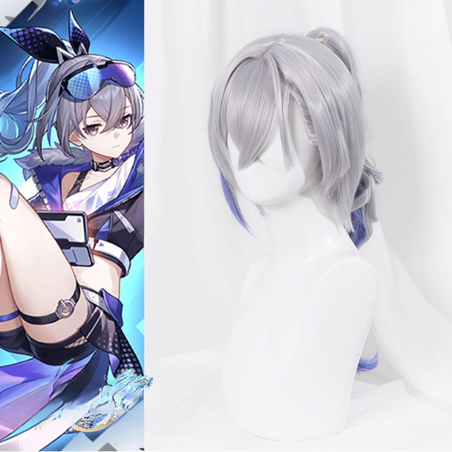 Cosplay Wig Honkai: Star Rail Silver Wolf Character Wig Halloween props Suitable for role-playing Heat Resistant Stylable Multiple Bright Colors Gift for Comic Exhibition Enthusiasts Holiday