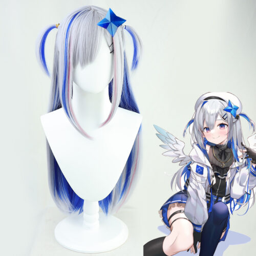 Cosplay Wig Compatible with VTuber Amane Kanata Character Wig Halloween props Suitable for role-playing Heat Resistant Stylable Multiple Bright Colors Gift for Comic Exhibition Enthusiasts Holiday