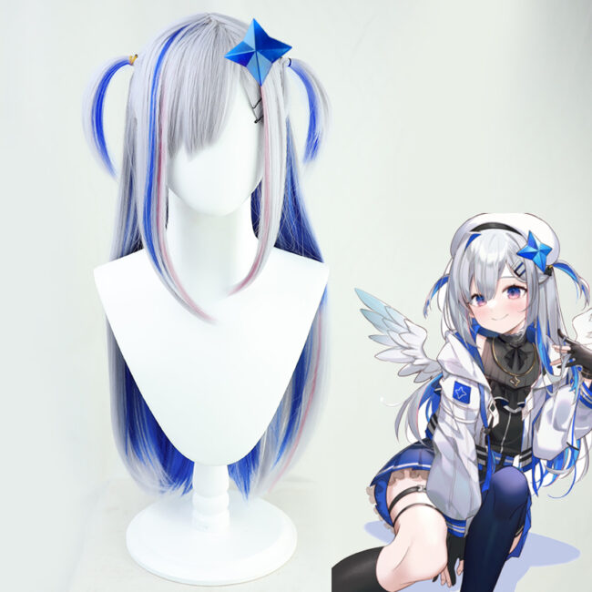 Cosplay Wig Compatible with VTuber Amane Kanata Character Wig Halloween props Suitable for role-playing Heat Resistant Stylable Multiple Bright Colors Gift for Comic Exhibition Enthusiasts Holiday