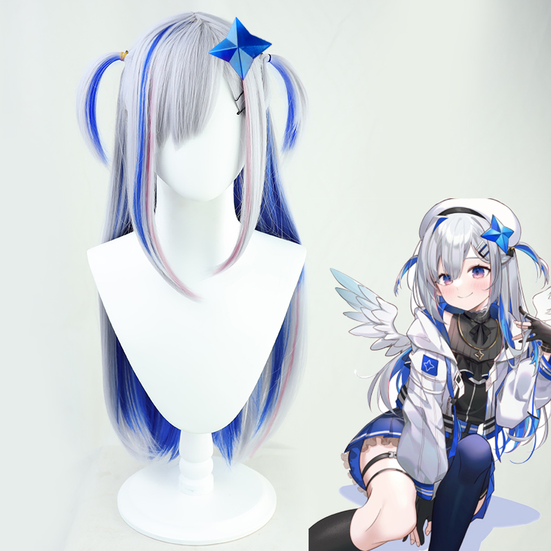 Cosplay Wig Compatible with VTuber Amane Kanata Character Wig Halloween props Suitable for role-playing Heat Resistant Stylable Multiple Bright Colors Gift for Comic Exhibition Enthusiasts Holiday