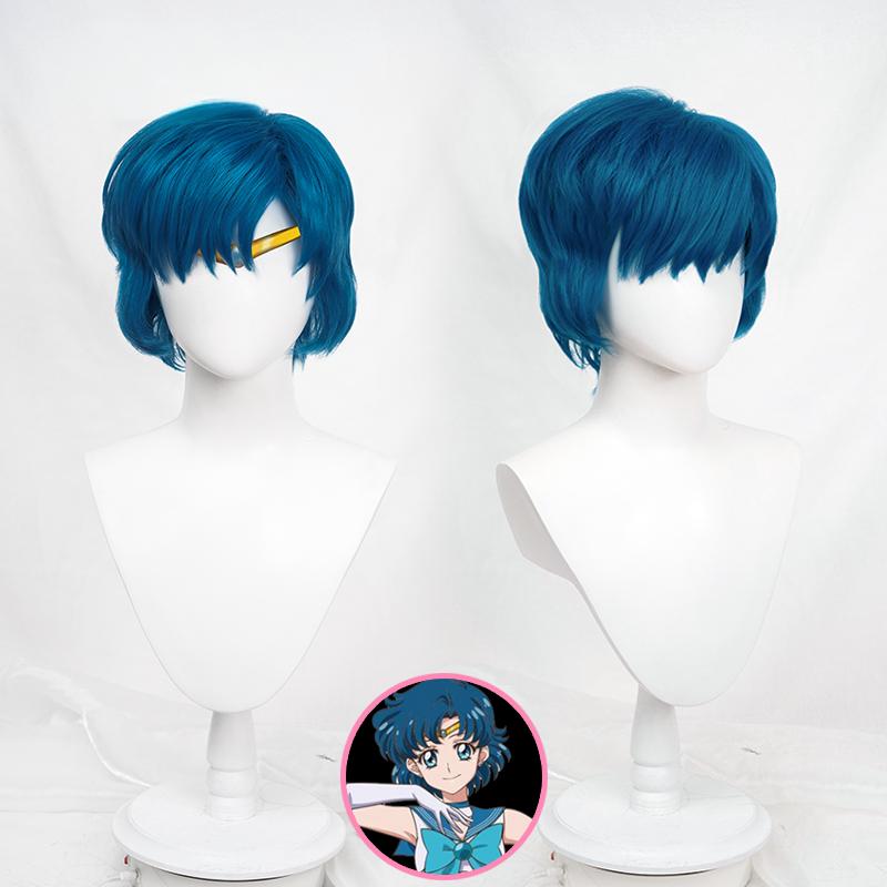 Cosplay Wig Compatible with 美少女戦士セーラームーン Mizuno Ami Character Wig Halloween props Suitable for role-playing Heat Resistant Stylable Multiple Bright Colors Gift for Comic Exhibition Enthusiasts Holiday
