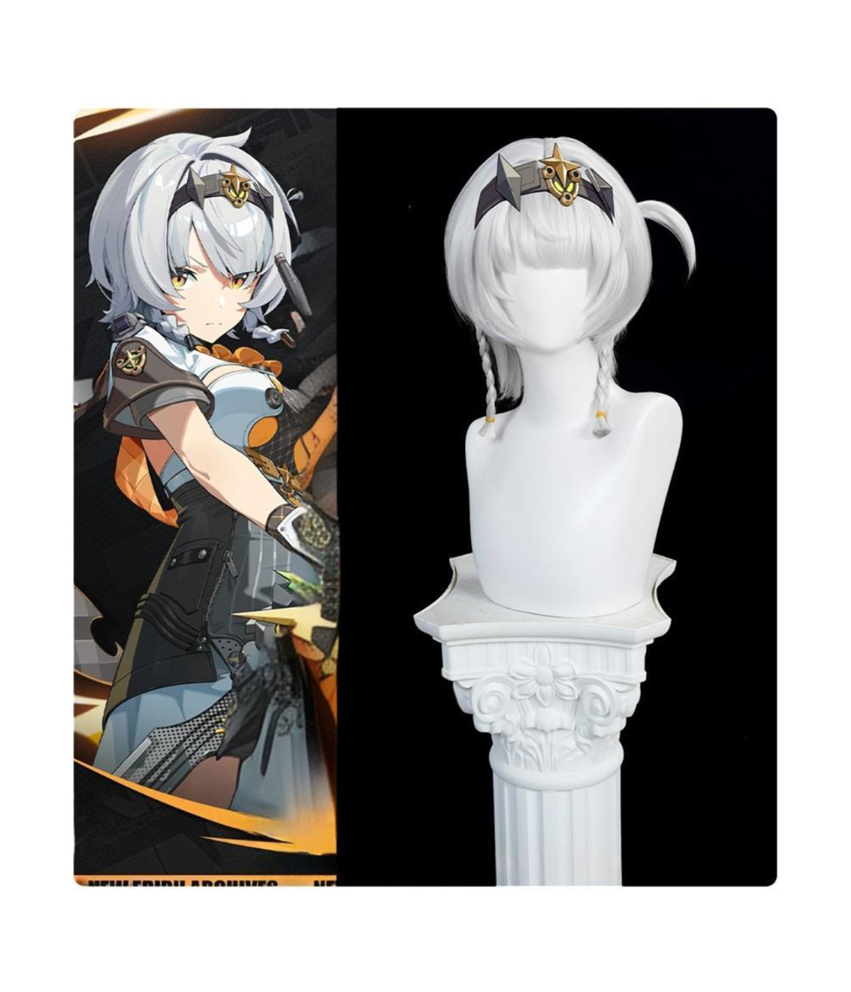 Cosplay Wig Compatible with Zenless Zone Zero Silver Soldier - Anby Character Wig Halloween props Suitable for role-playing Heat Resistant Stylable Multiple Bright Colors Gift for Comic Exhibition Enthusiasts Holiday