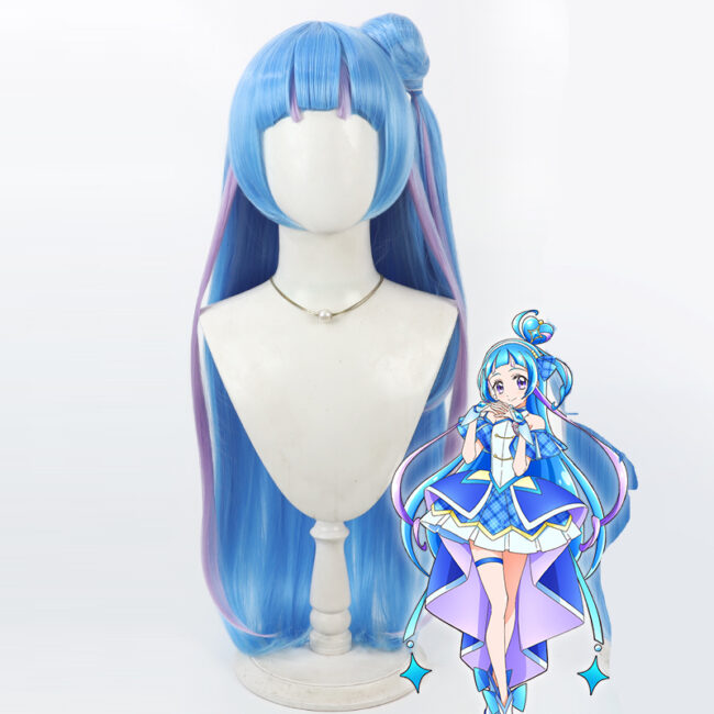 Cosplay Wig Compatible with You and idol Pretty Cure! Aokaze Nana Character Wig Halloween props Suitable for role-playing Heat Resistant Stylable Multiple Bright Colors Gift for Comic Exhibition Enthusiasts Holiday